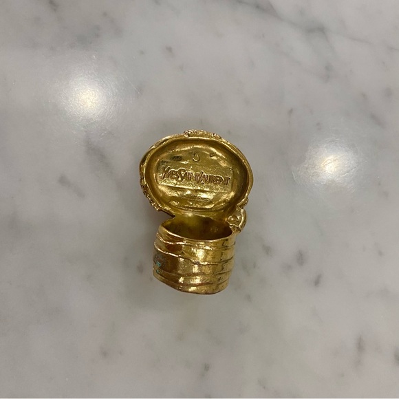 Yves Saint Laurent Pink Oval Arty Gold Ring - Picture 3 of 4